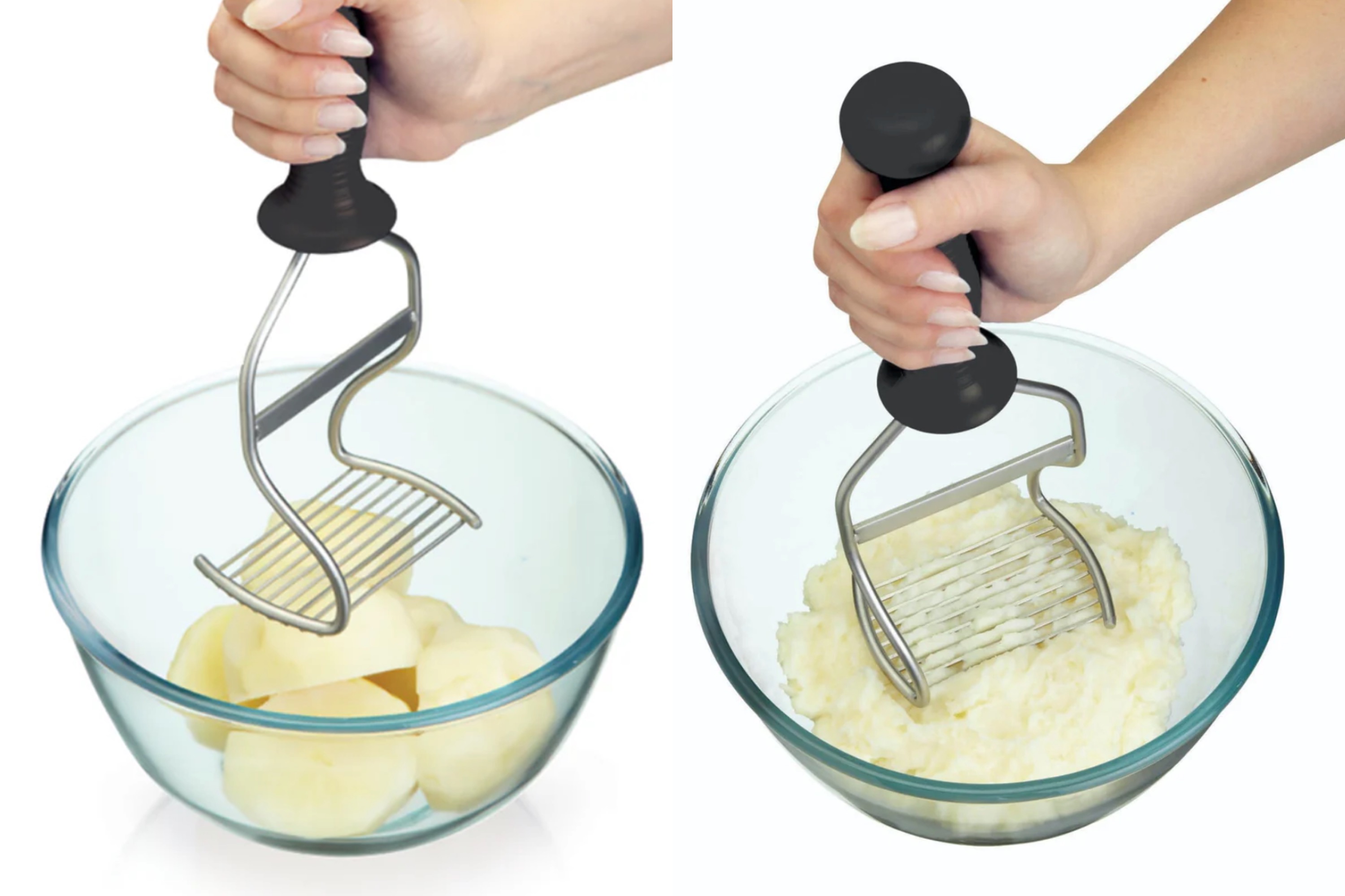 Kartoffelmoser, rustfrit stål med plasthåndtag