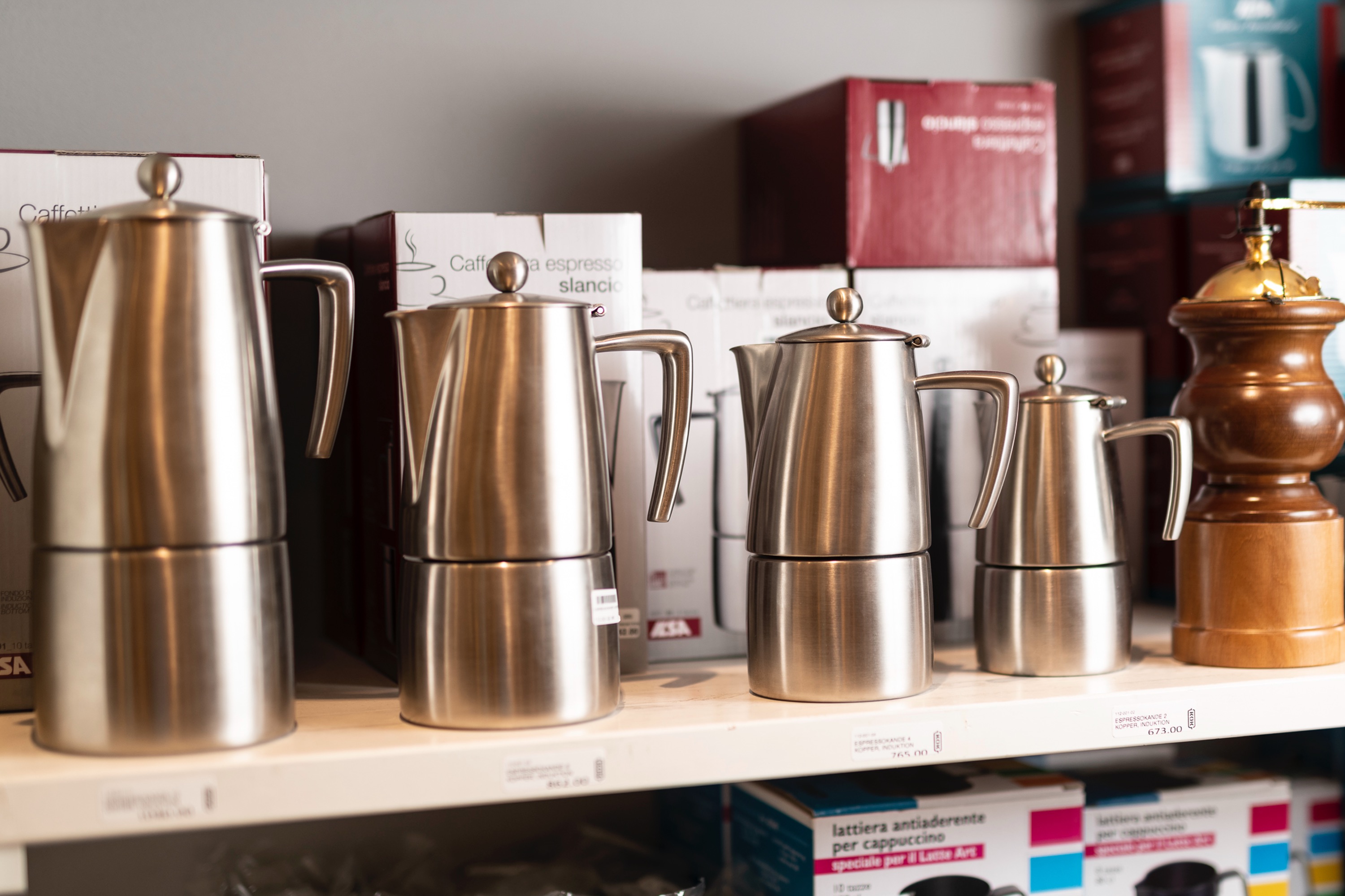 Espressokande til induktion, Slancio, børstet stål