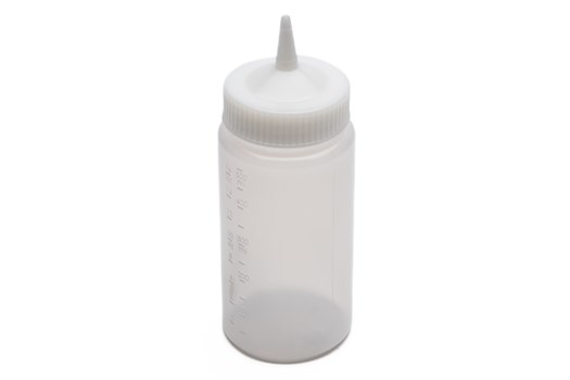 Dressingflaske med låg, stor åbning, klar plast, 500/750 ml