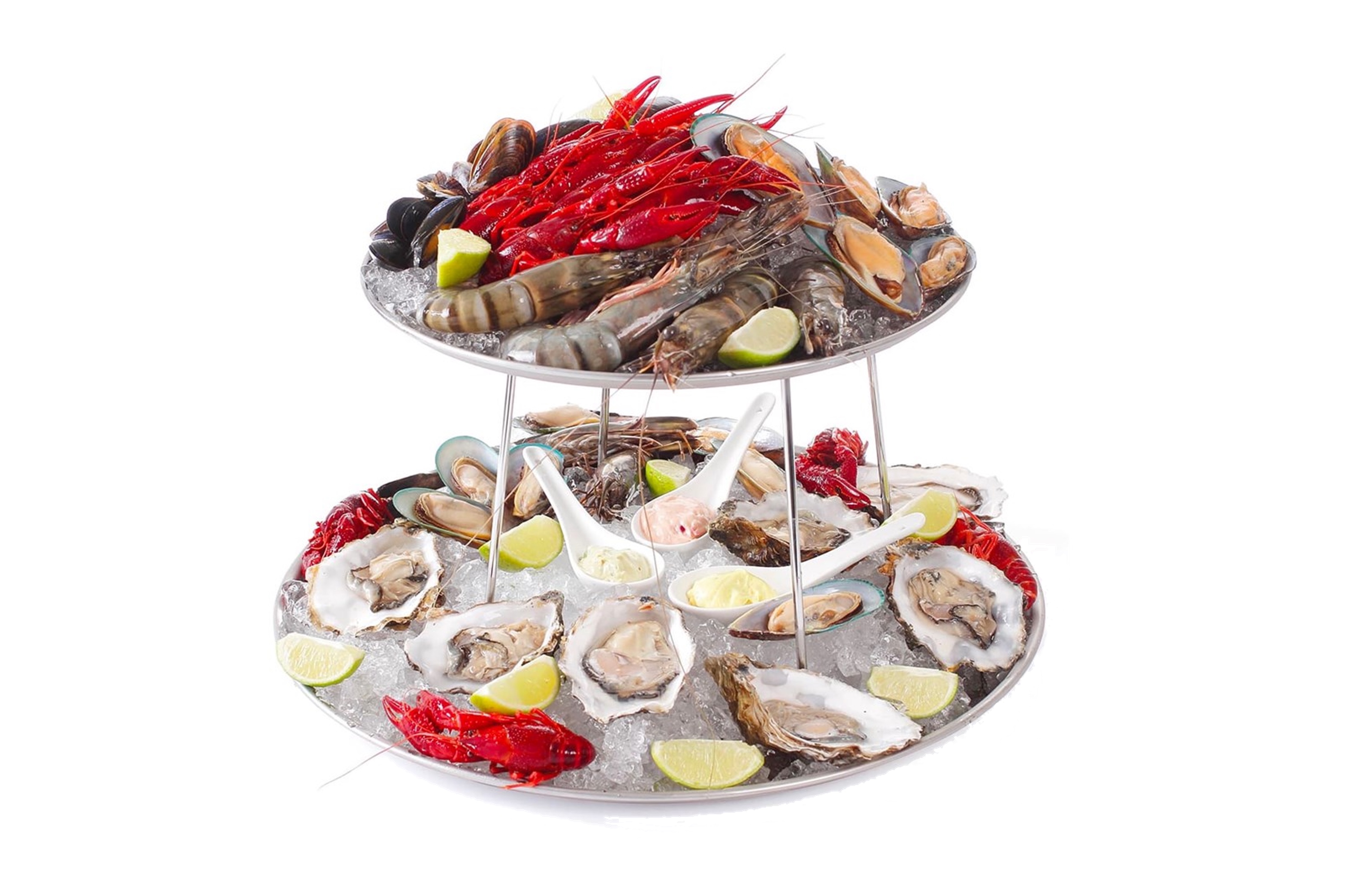 Opsats til skaldyrsfad, forkromet stål