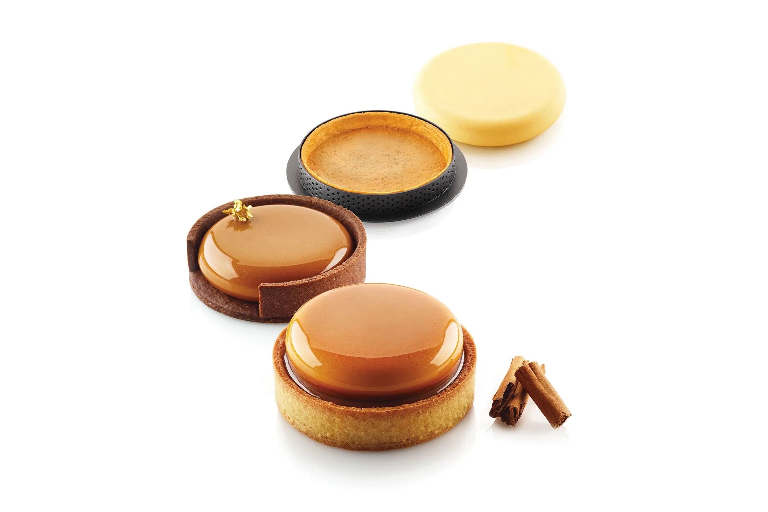 Tærtering, perforeret komposit, 6 stk., inkl. silikoneform, H 2 cm