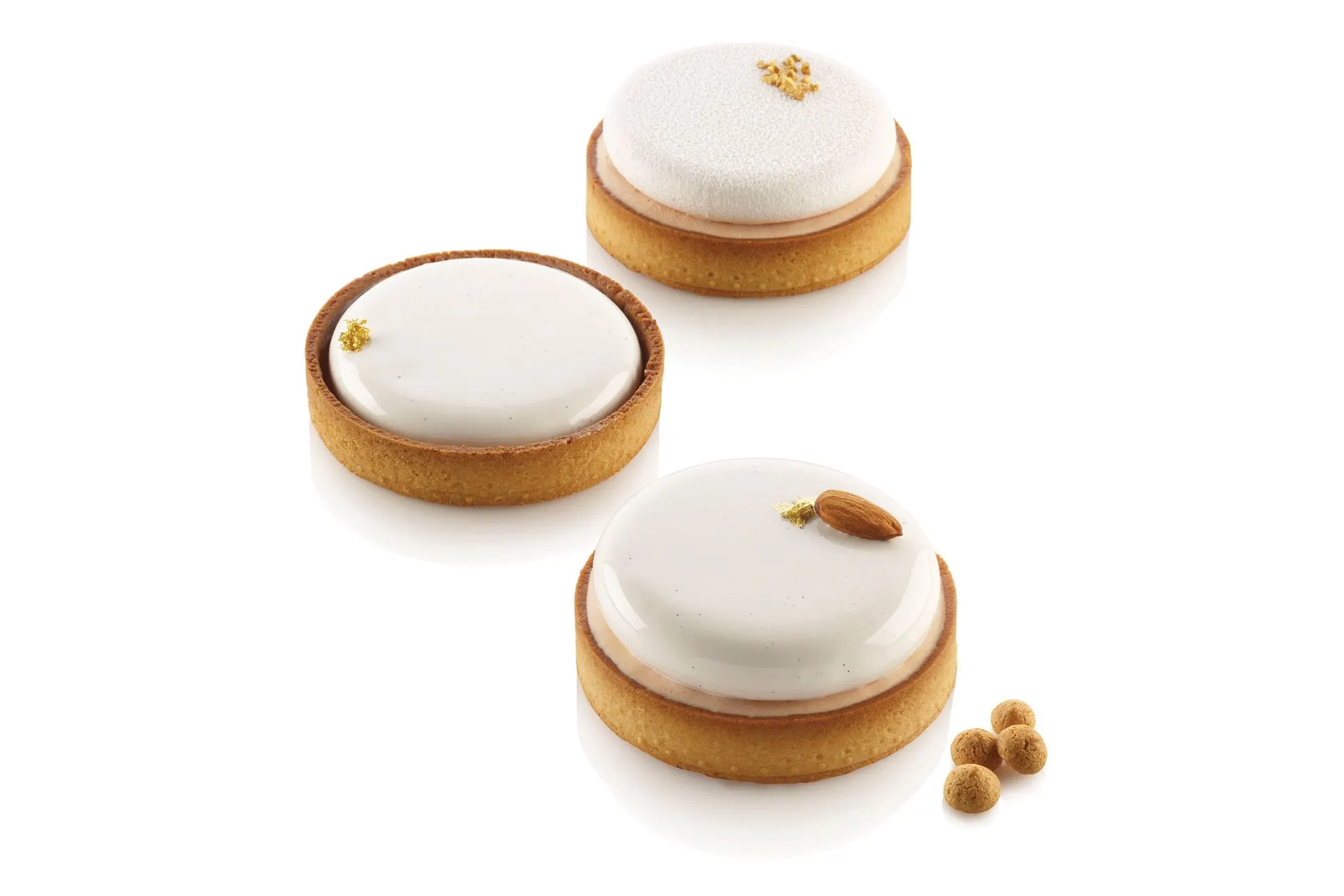 Tærtering, perforeret komposit, 4 stk., inkl. silikoneform, H 2 cm