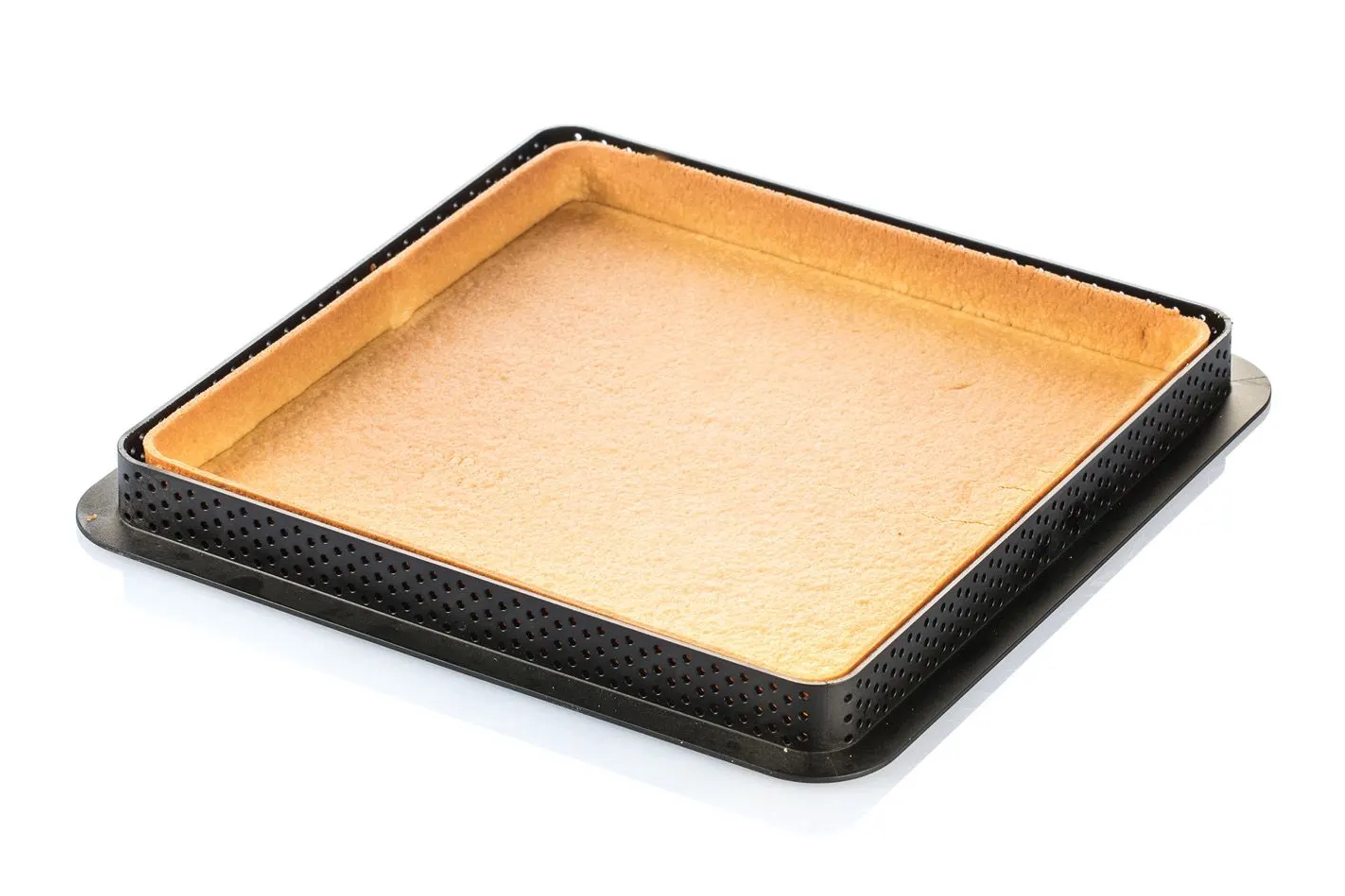 Tærtering, kvadratisk, perforeret komposit, inkl. silikoneform, H 2 cm