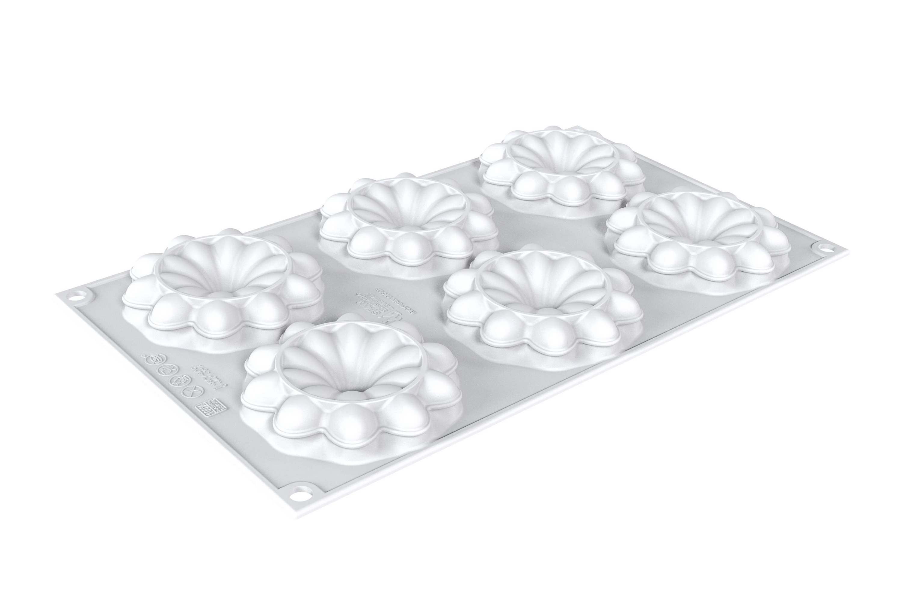 Tærtering, perforeret komposit, Bloom, 6 stk., inkl. silikoneform, H 2 cm