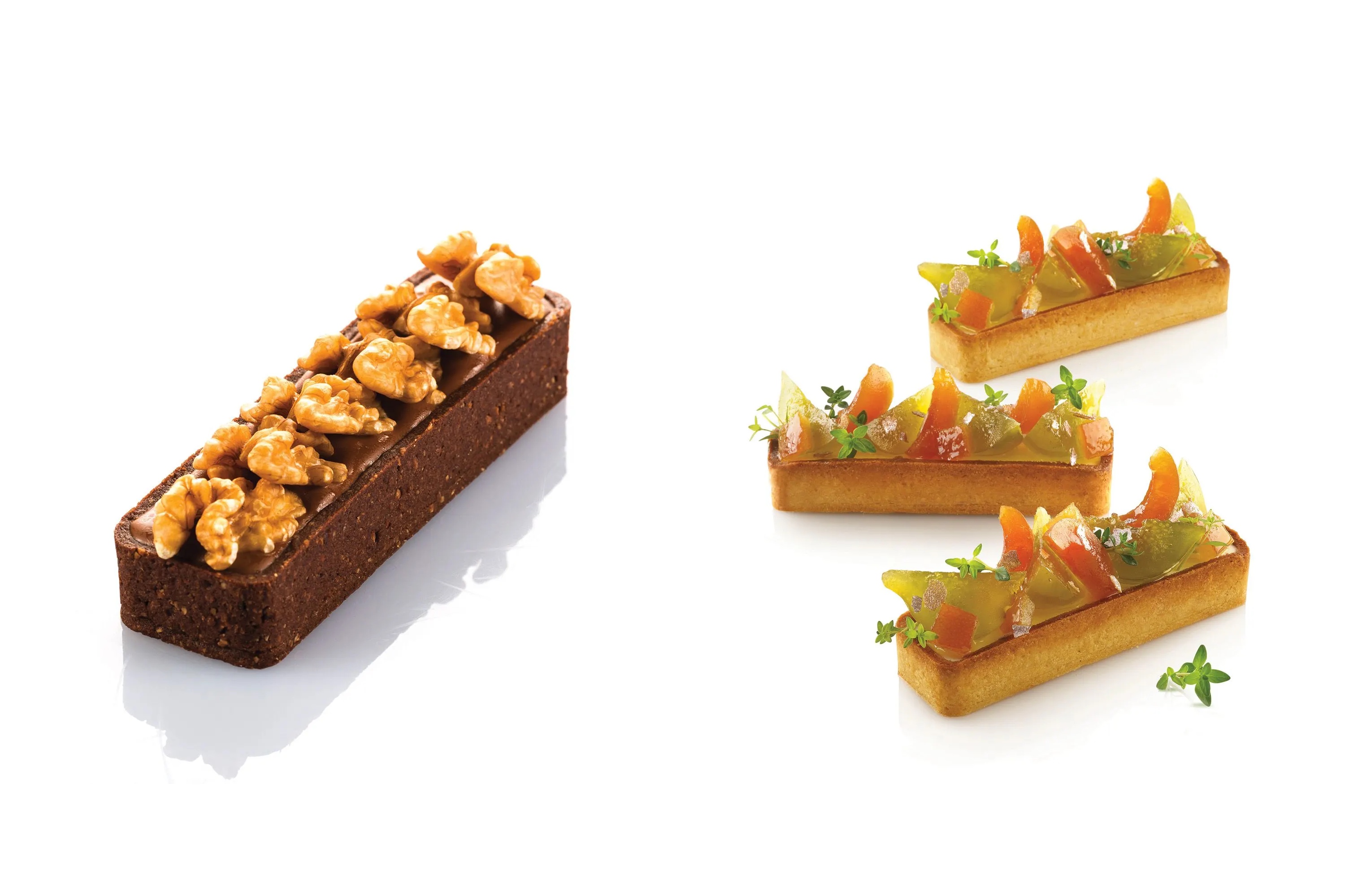 Tærtering, rektangulær, perforeret komposit, 6 stk., H 2 cm