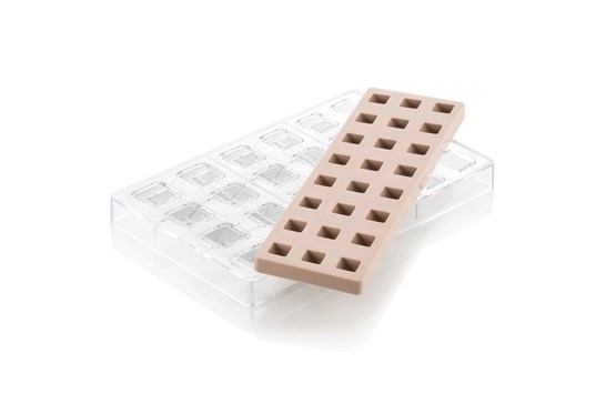 Chokoladeform m. silikoneindlæg, kvadrat, Kit Quadro 01