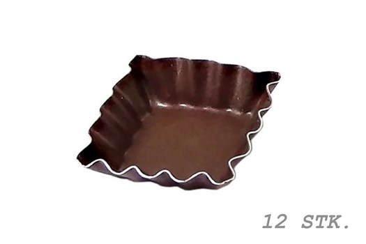 Bageform, petit four, kvadratisk, kruset, 12 stk.