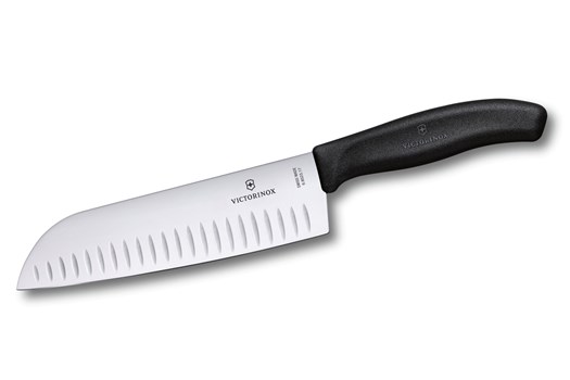 Kokke- og grøntkniv, Santoku, luftskær, Fibrox-skæfte