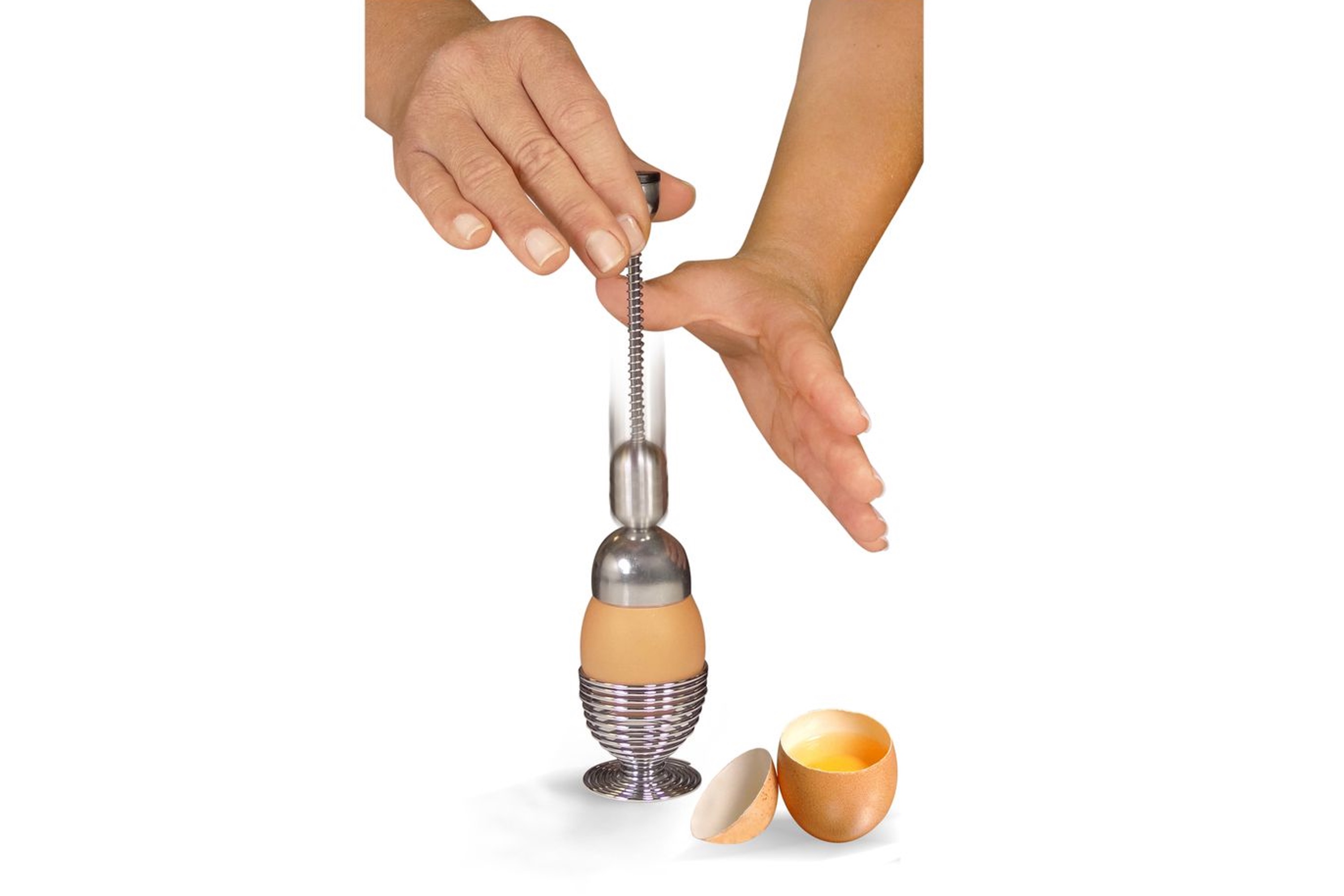 Æggetopper med fjeder, rustfrit stål