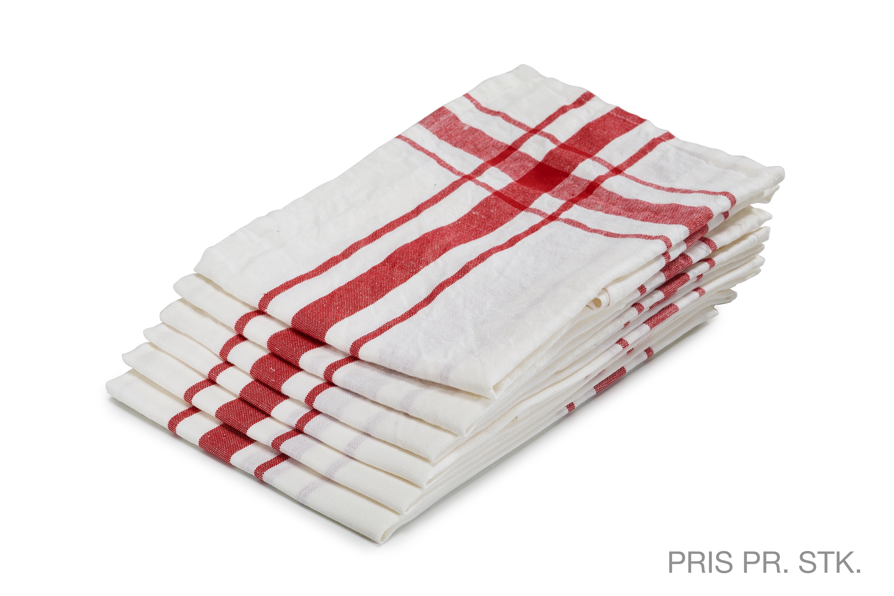 Viskestykke, Camaret, hvid/rød, hør (1 stk.)