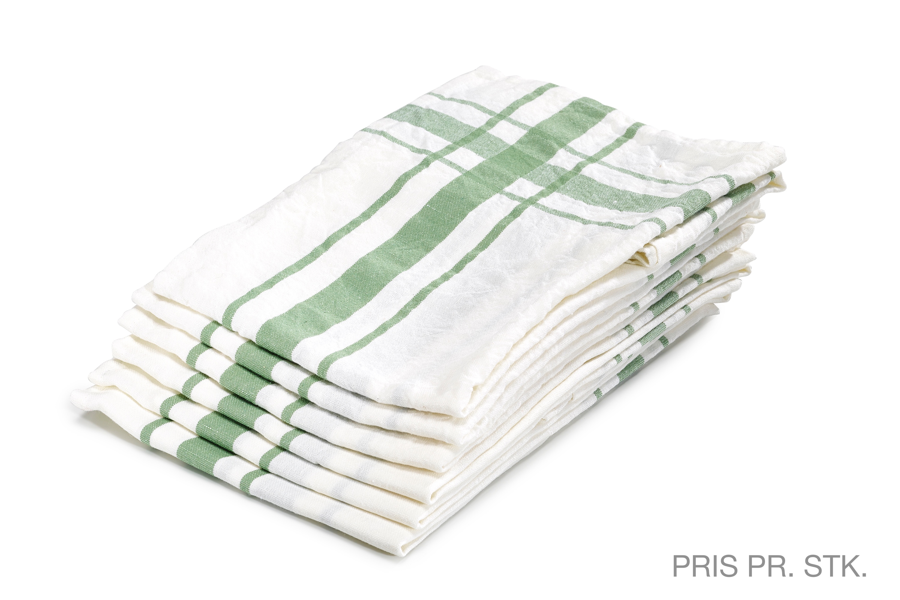 Viskestykke, Camaret, hvid/grøn, hør (1 stk.)