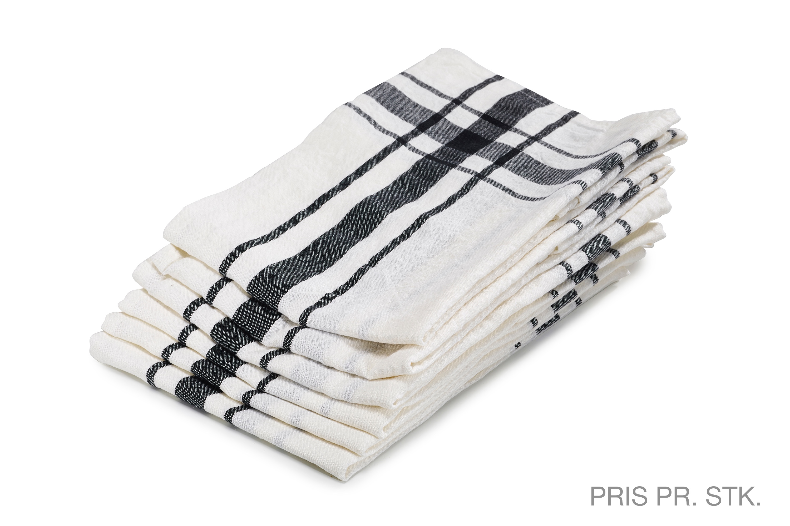 Viskestykke, Camaret, hvid/sort, hør (1 stk.)