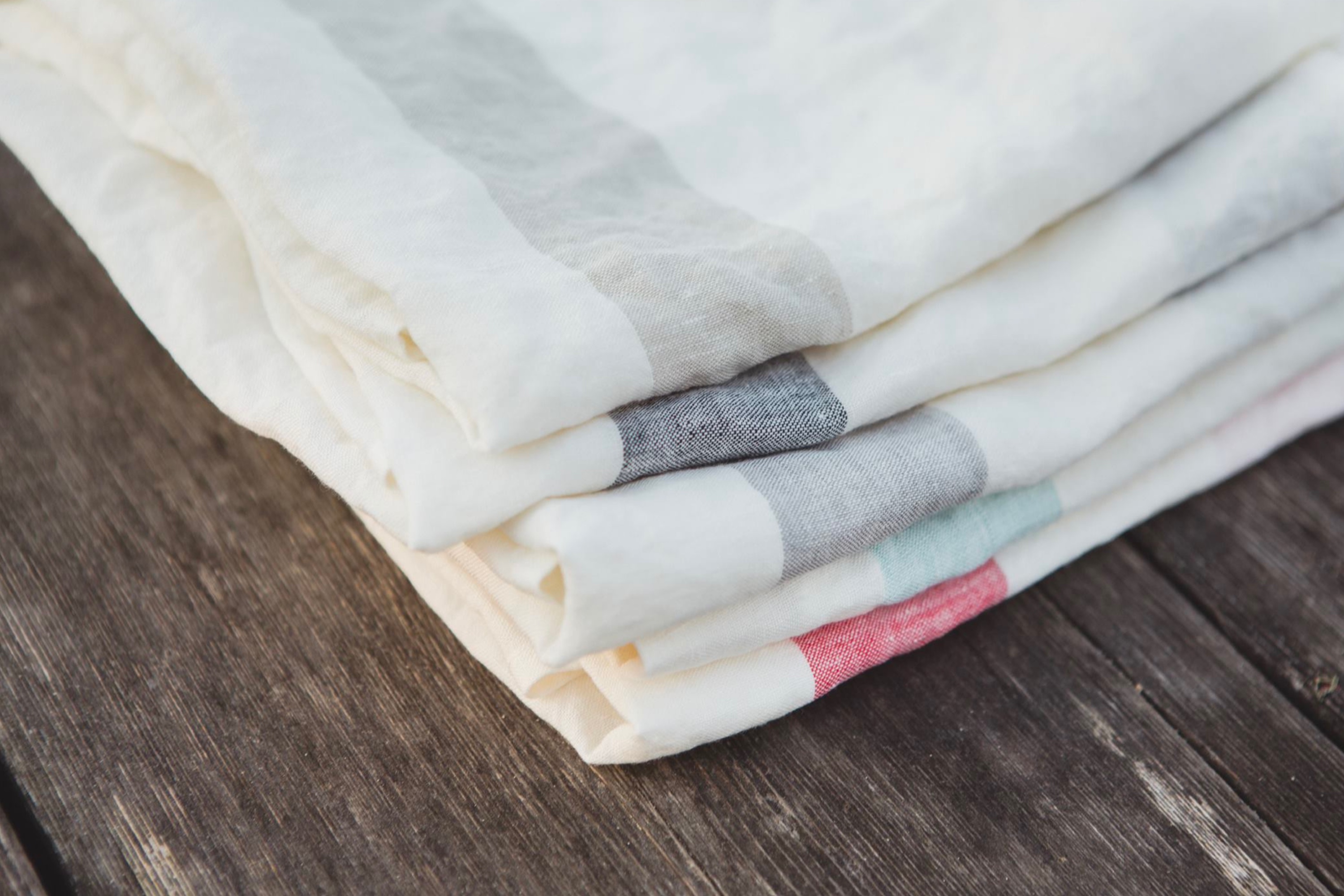 Viskestykke, Porticcio, natur/turkis, hør (1 stk.)