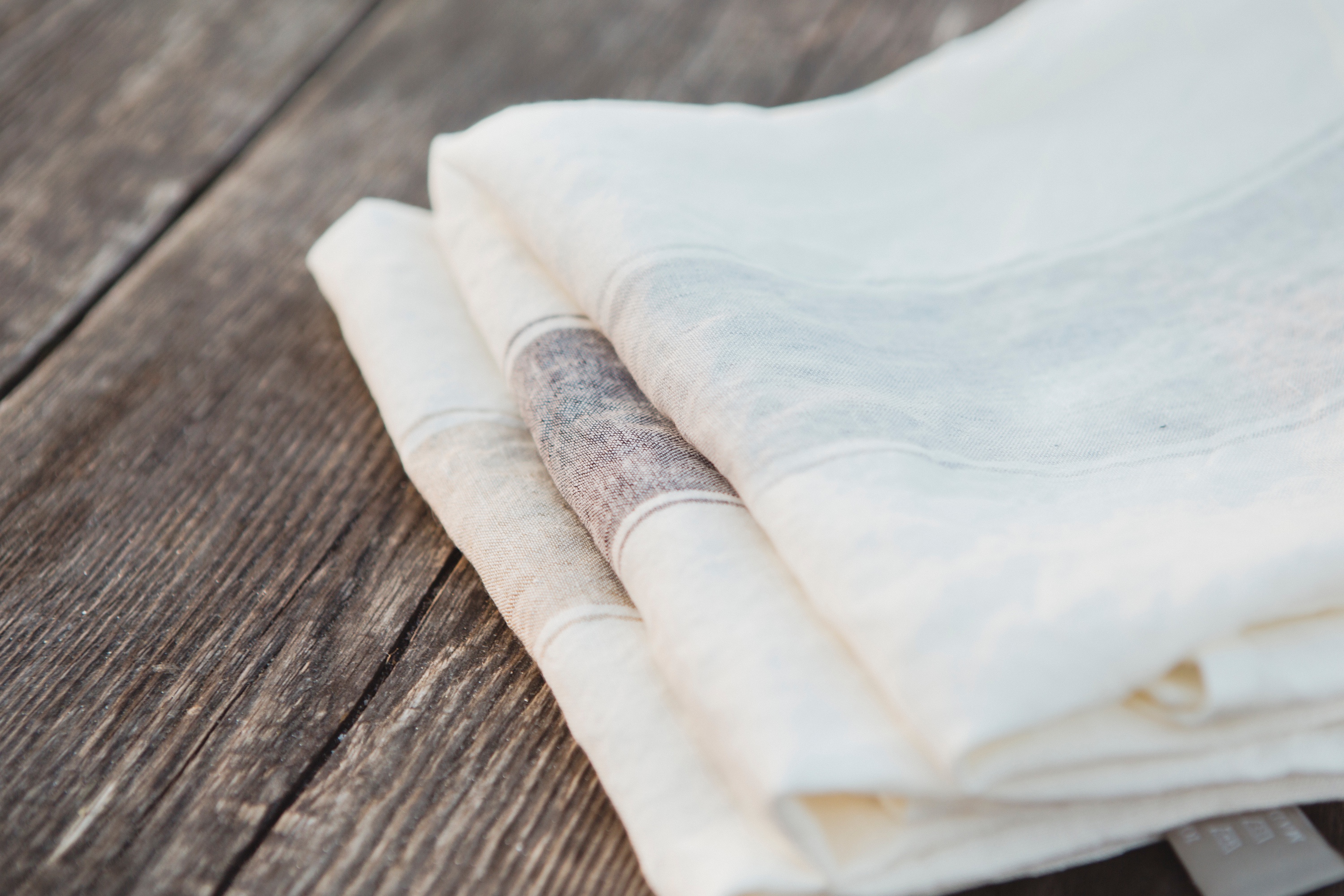 Viskestykke, Ajaccio, natur/sort, hør (1 stk.)