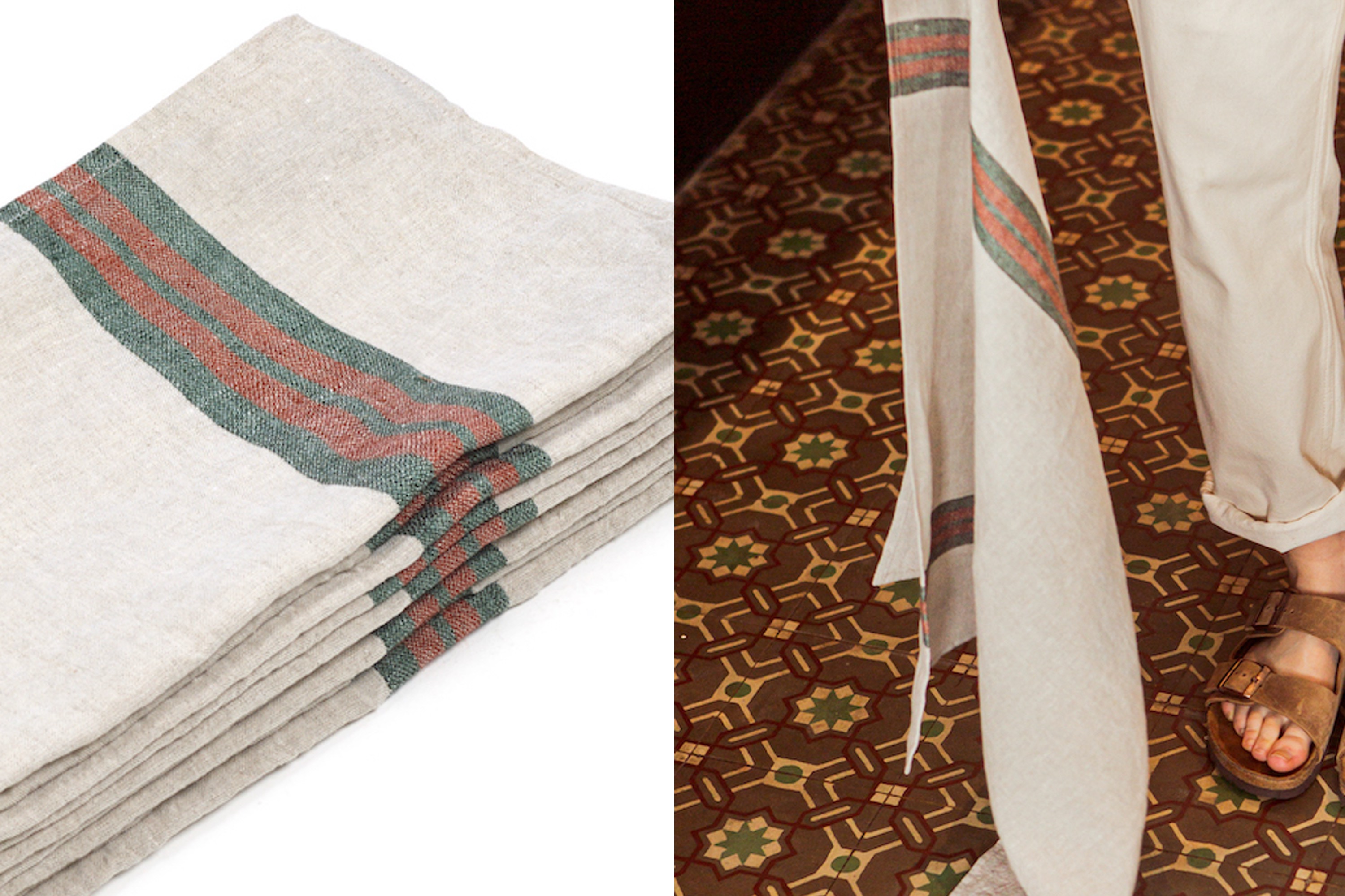 Viskestykke, Dock Green Stripe, hør (1 stk.)