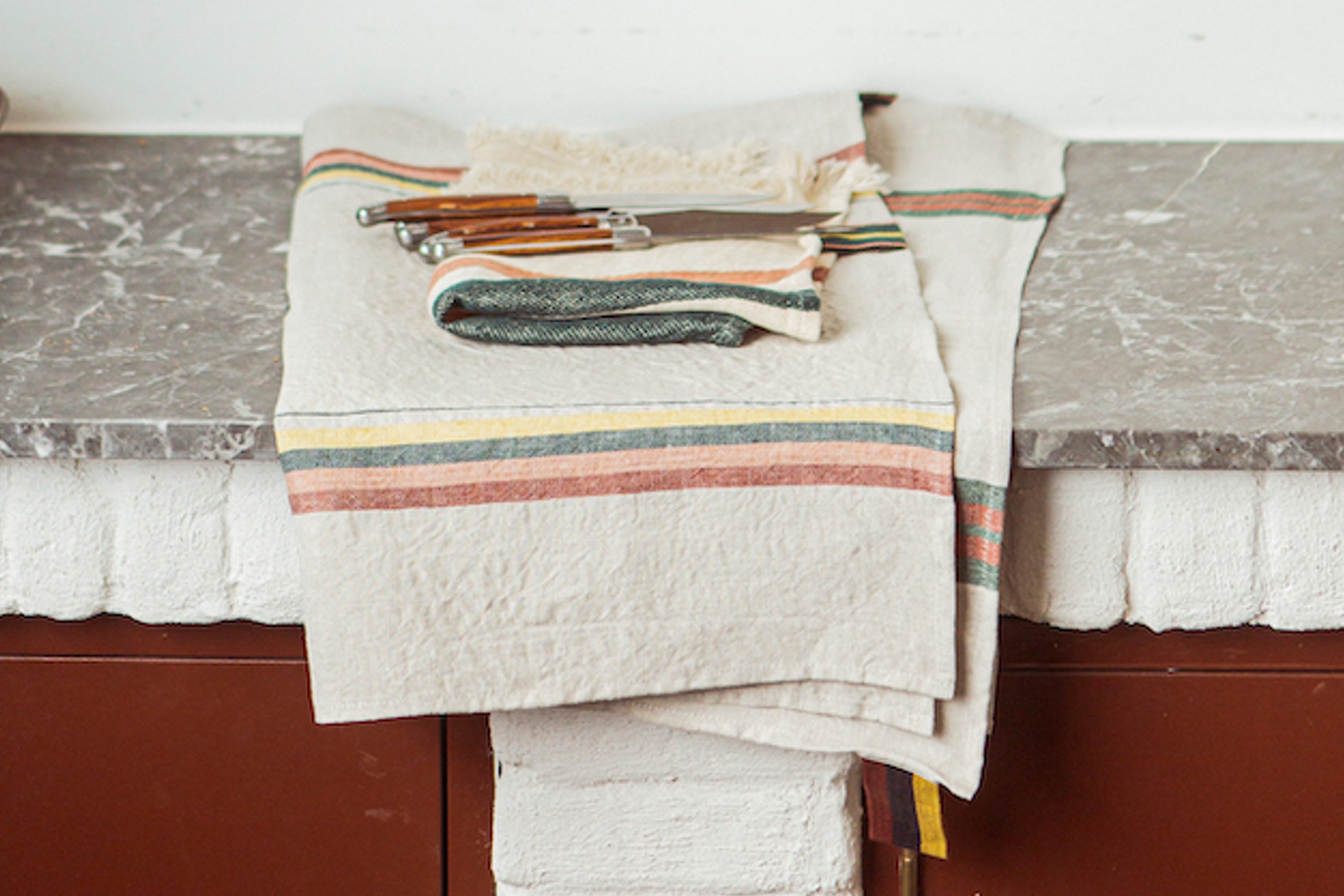 Viskestykke, Dock Lucerne Stripe, hør (1 stk.)