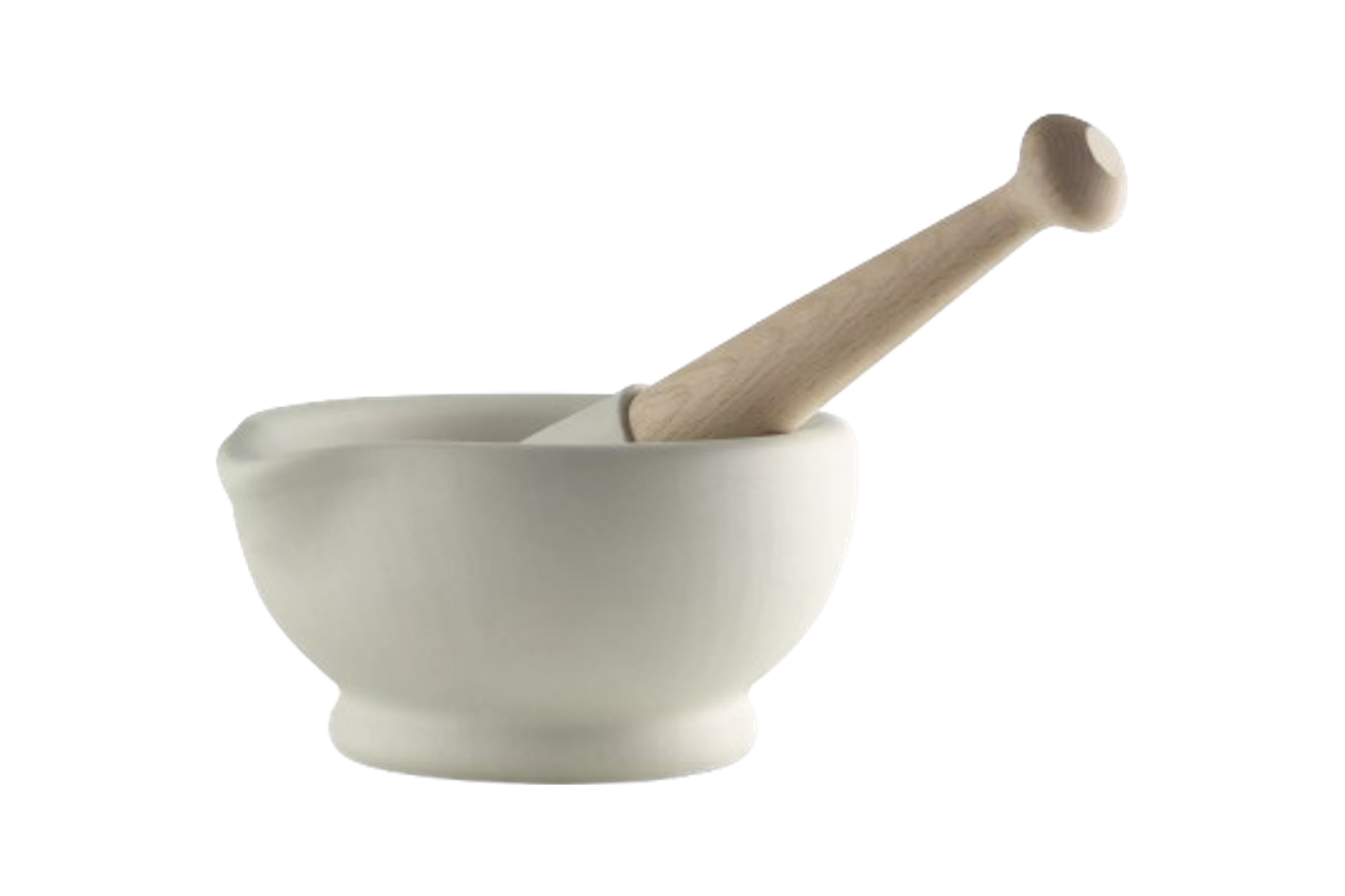 Morter med pistil, uglaseret porcelæn, No. 4