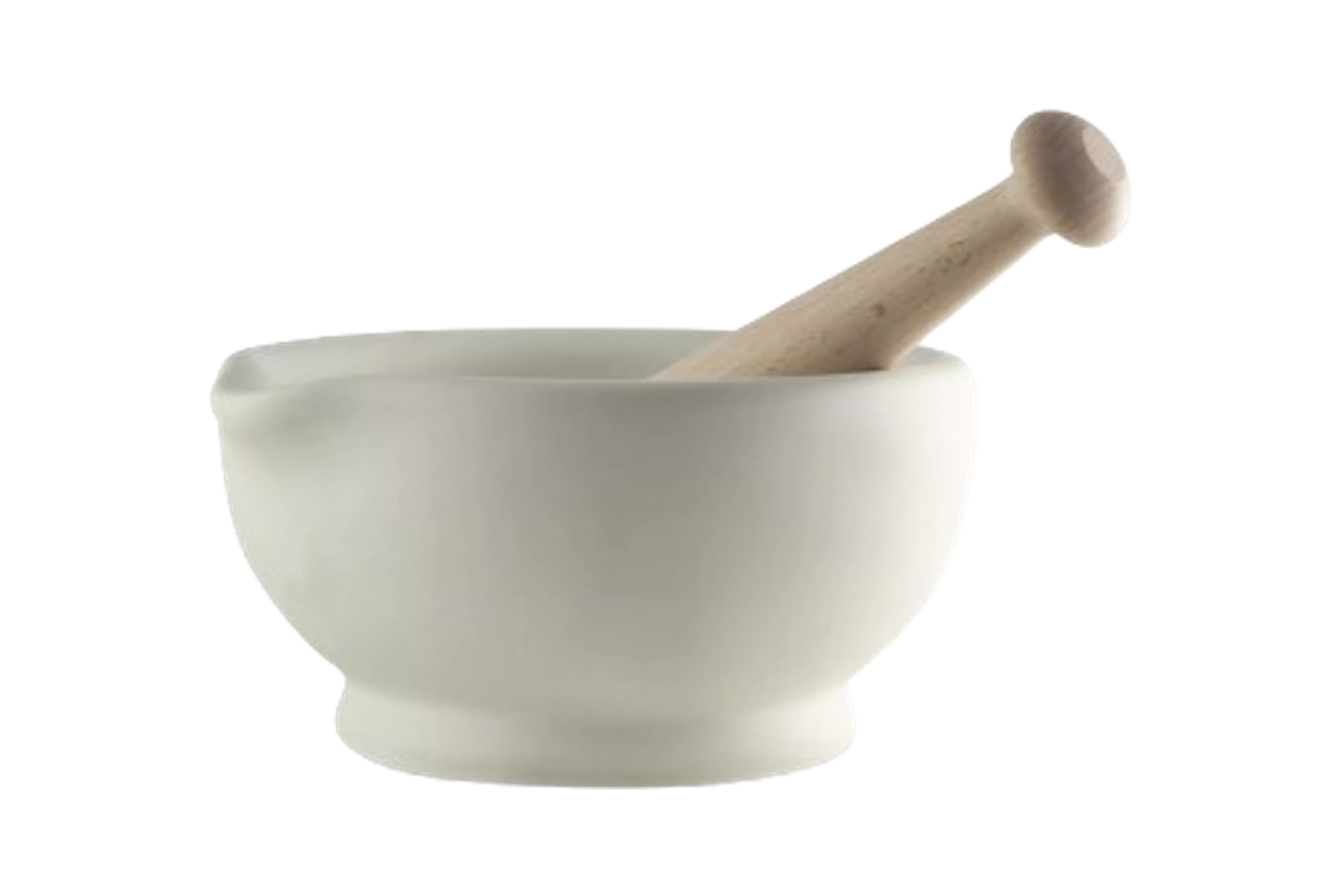 Morter med pistil, uglaseret porcelæn, No. 6