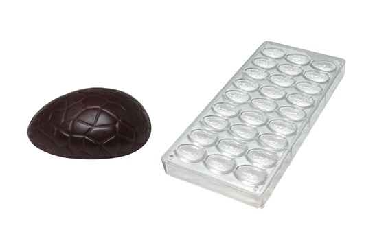 Chokoladeform, halve æg krak, L 36 mm, 27 stk.
