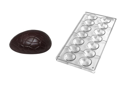 Chokoladeform, halve æg krak, L 56 mm, 14 stk.