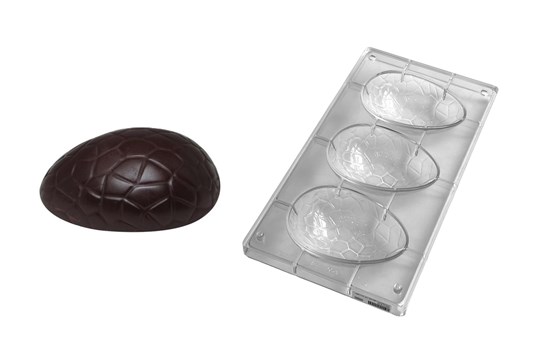 Chokoladeform, halve æg krak, L 137 mm, 3 stk.