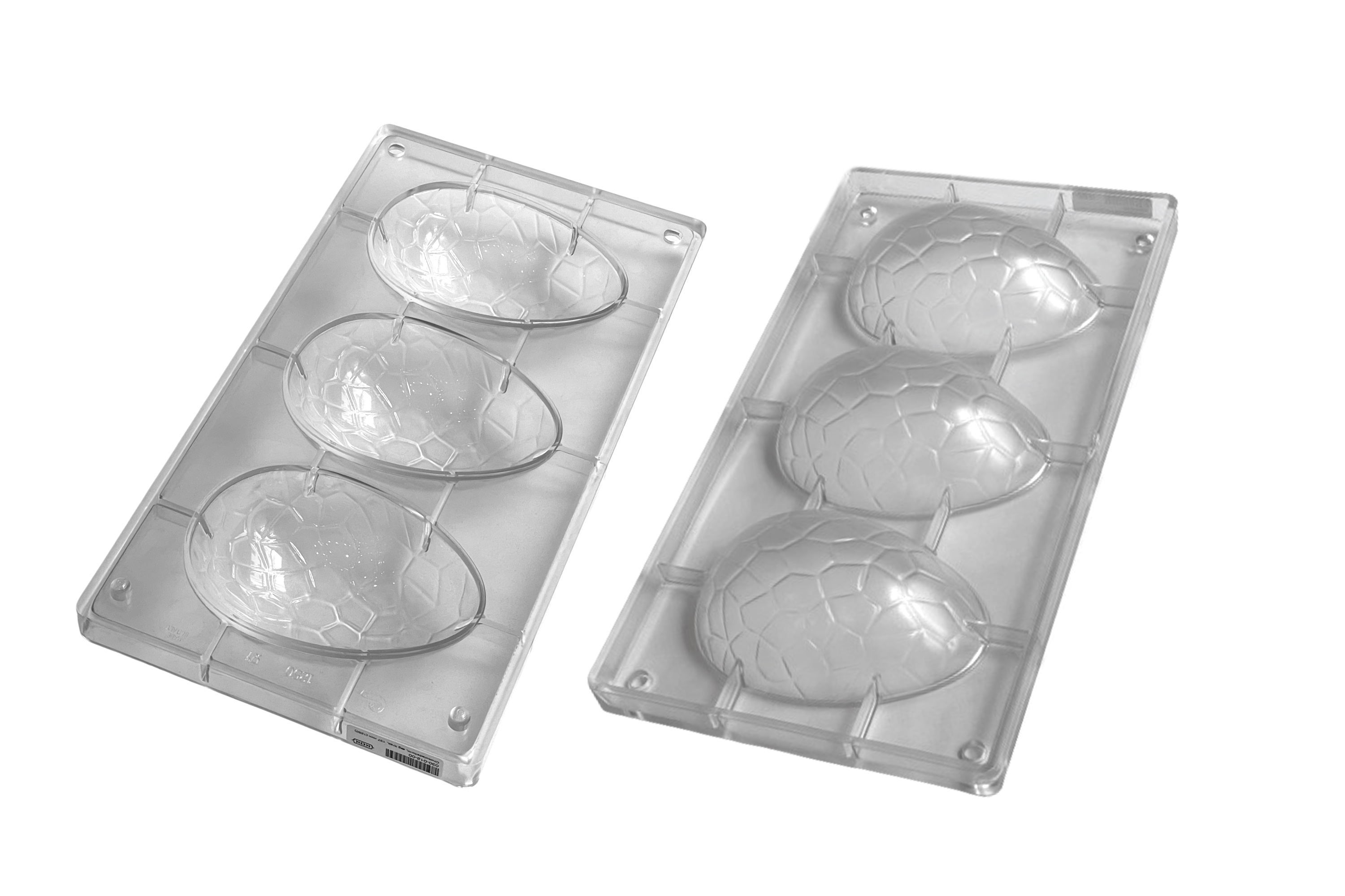 Chokoladeform, halve æg krak, L 137 mm, 3 stk.