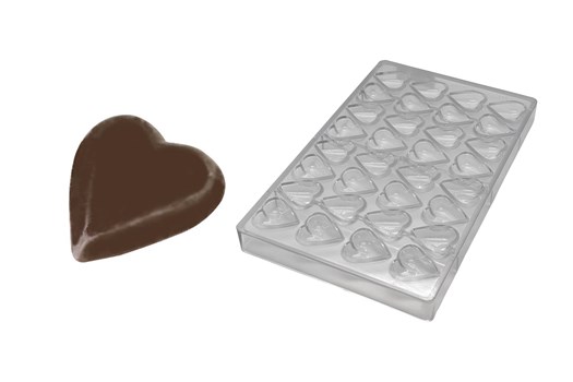 Chokoladeform, hjerte, L 35 mm, 32 stk.