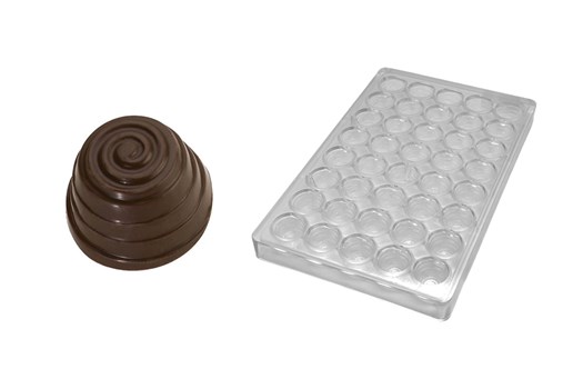 Chokoladeform, rund m. spiral, Ø 28 mm, 40 stk.