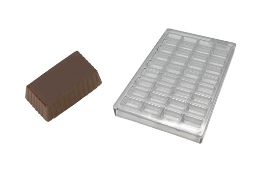 Chokoladeform, rektangulær kanneleret, L 35 mm, 36 stk.
