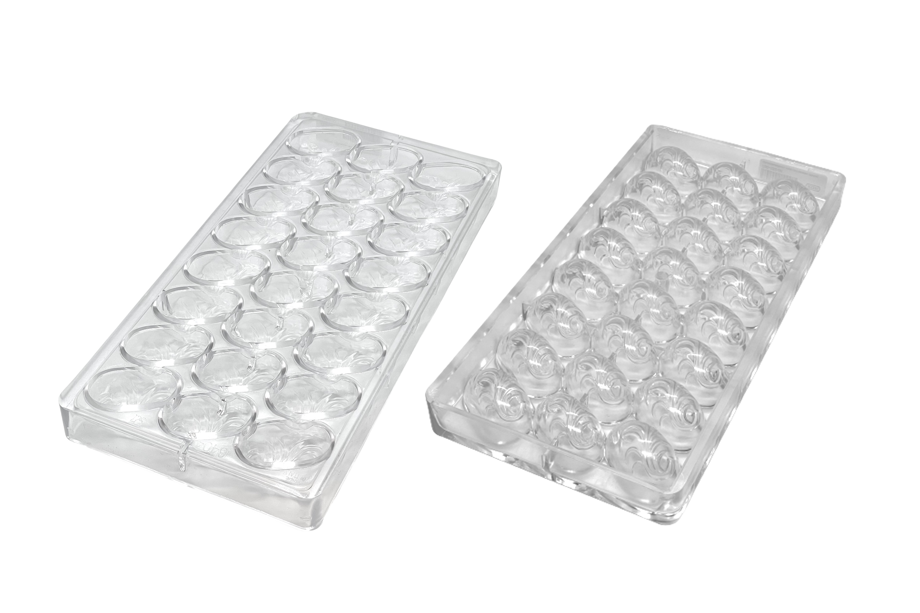 Chokoladeform, oval med mønster, L 42 mm, 24 stk.