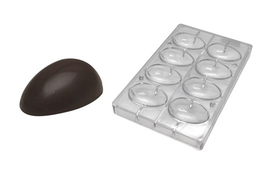 Chokoladeform, halve æg glatte, L 70 mm, 8 stk.
