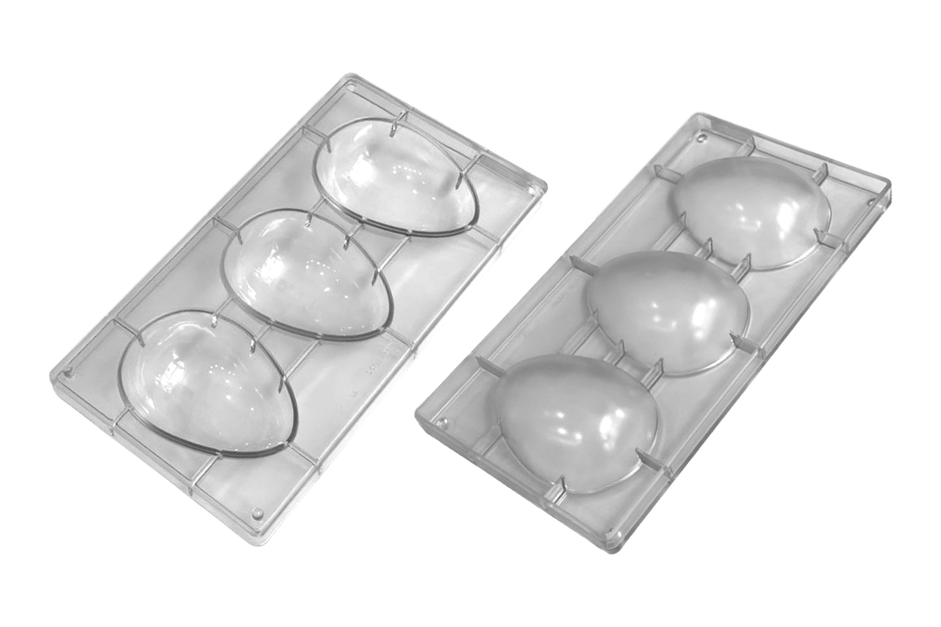 Chokoladeform, halve æg glatte, L 135 mm, 3 stk.