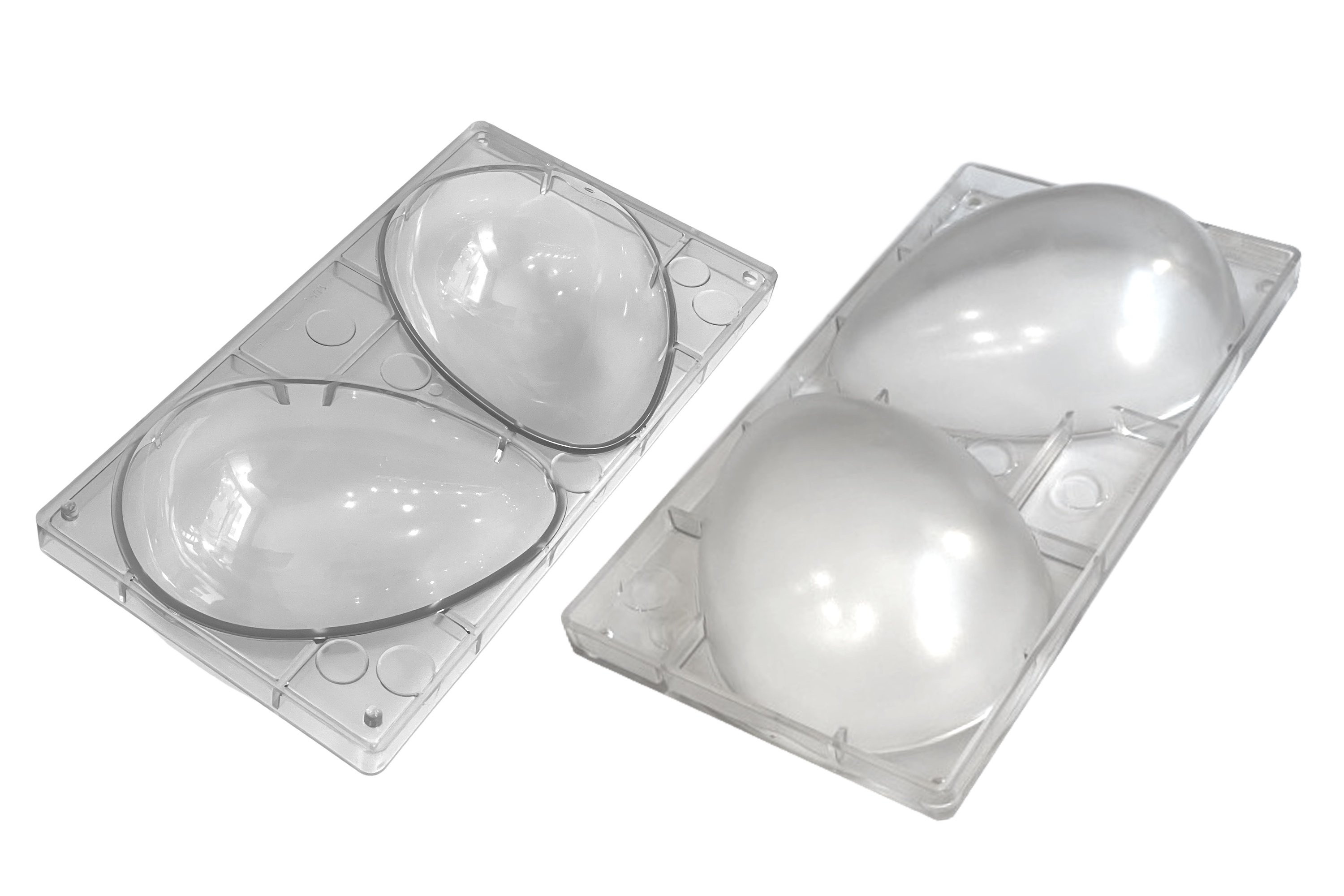 Chokoladeform, halve æg glatte, L 200 mm, 2 stk.