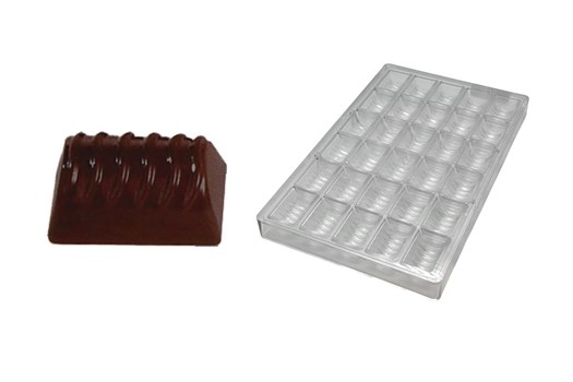 Chokoladeform, rektangulær med bølger, L 41 mm, 30 stk.