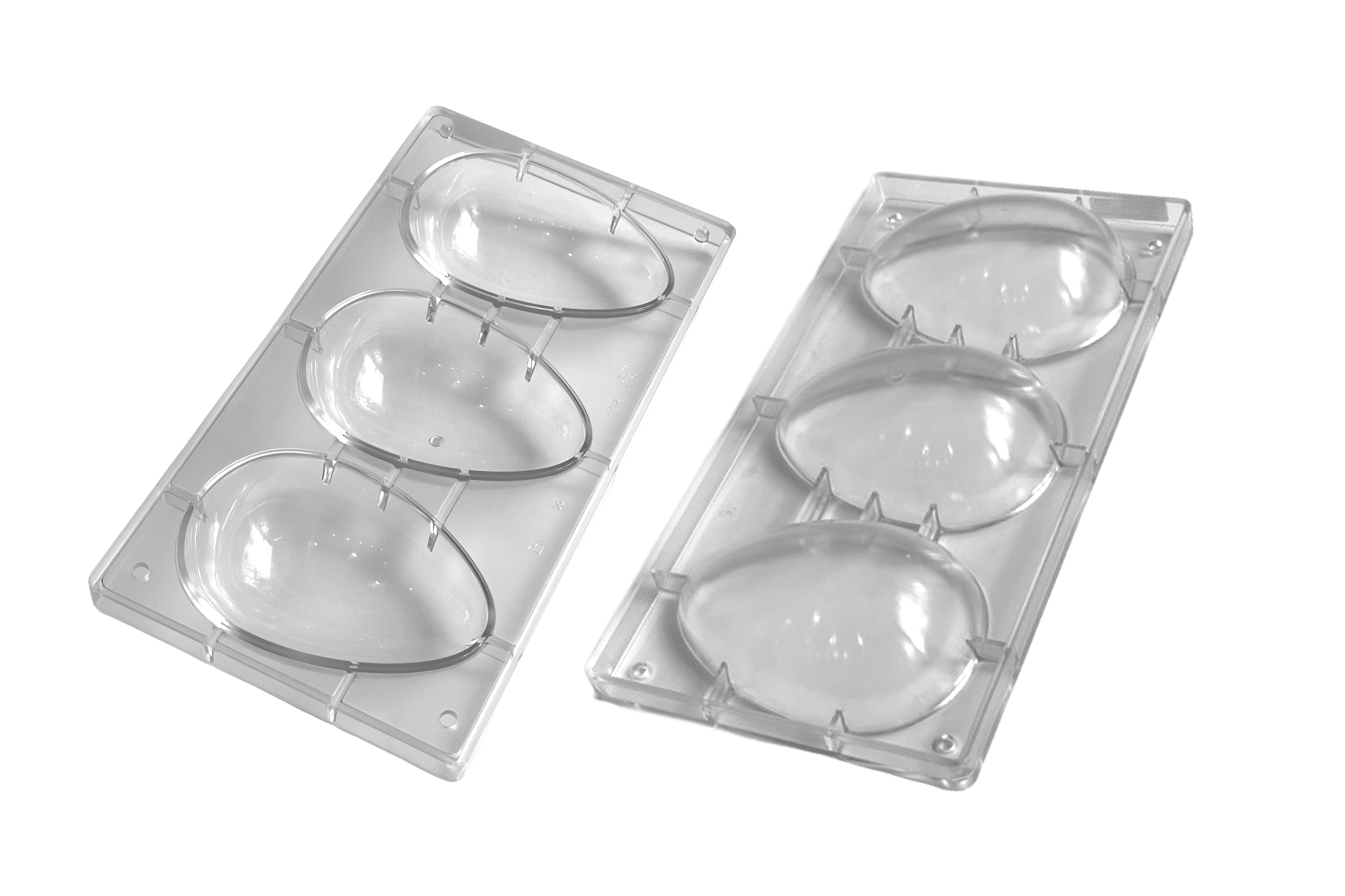 Chokoladeform, halve æg glatte, L 150 mm, 3 stk.