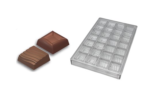 Chokoladeform, kvadrat, 2 varianter, L 32 mm, 28 stk.