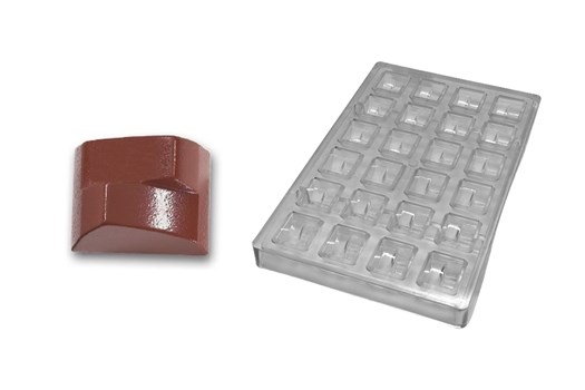 Chokoladeform, rektangulær med 2 bølger, L 30 mm, 24 stk.