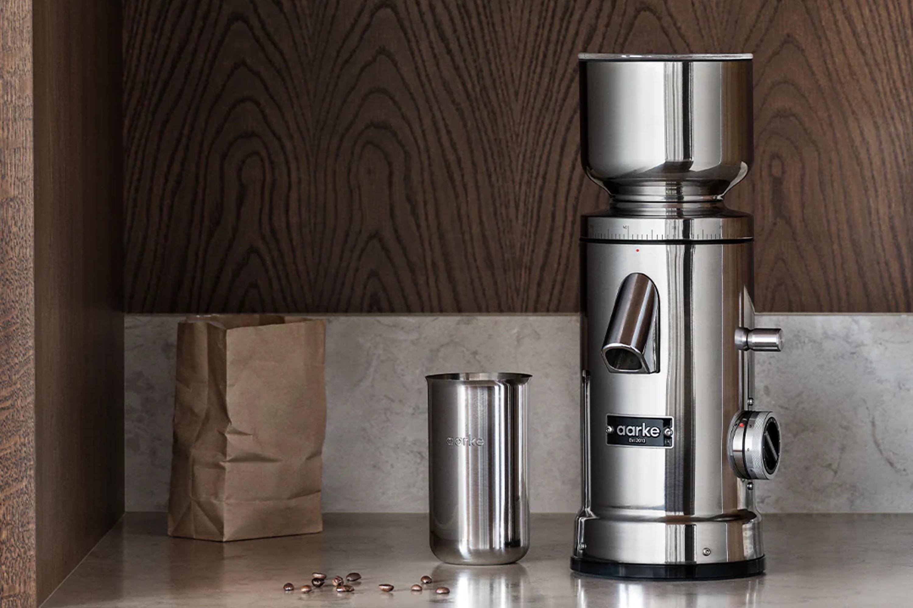 Kaffekværn, Aarke Coffee Grinder, poleret stål