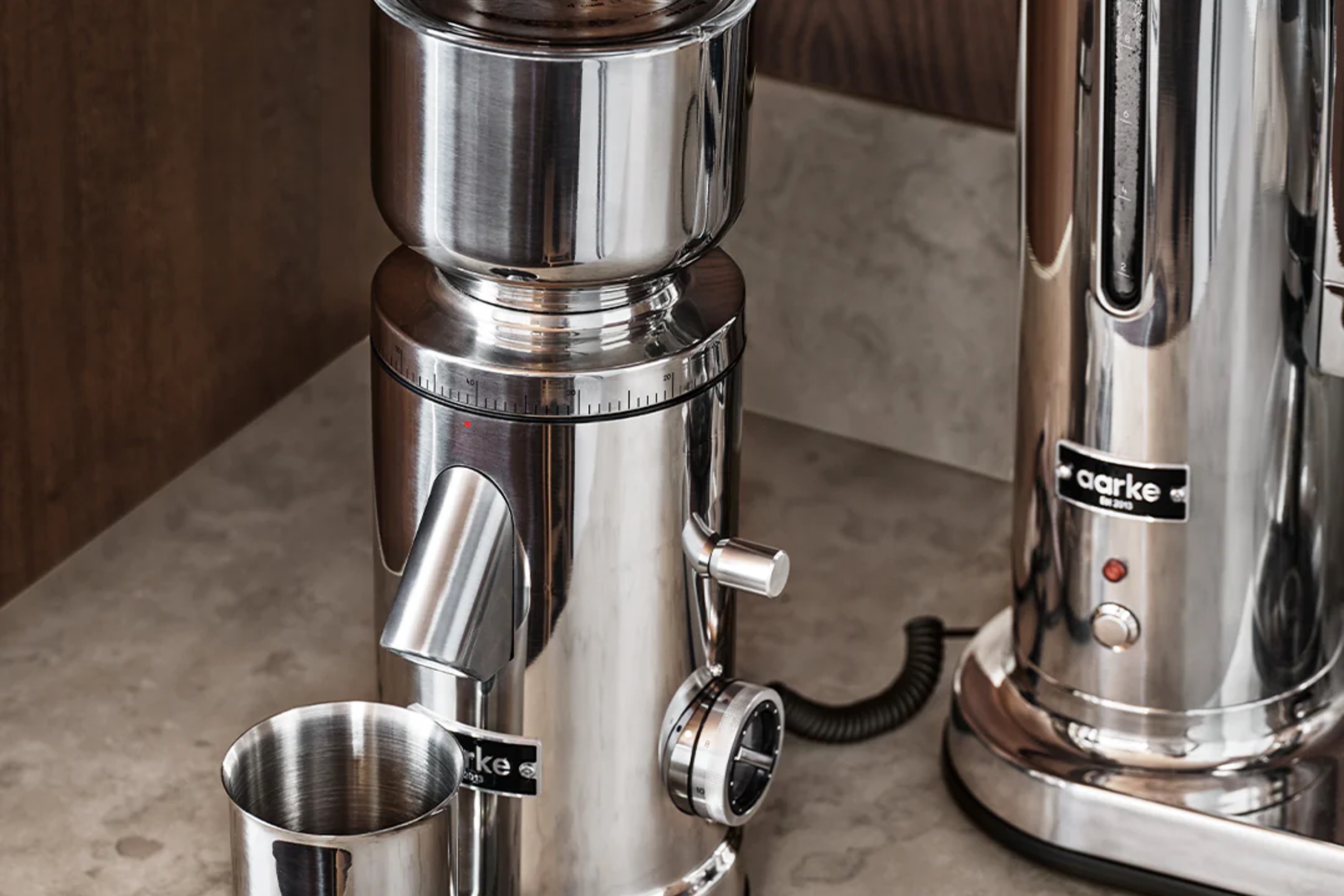 Kaffekværn, Aarke Coffee Grinder, poleret stål