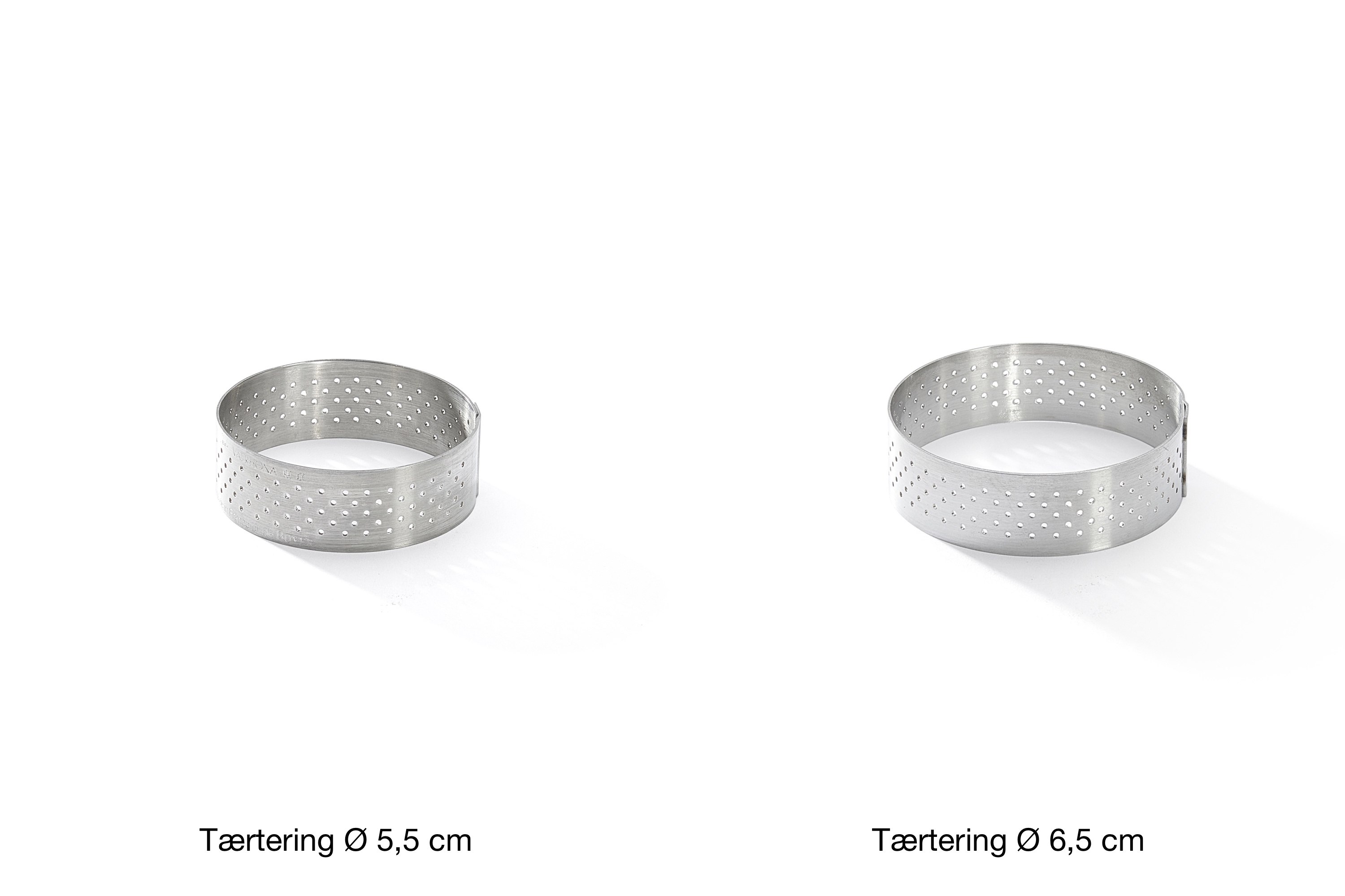 Tærtering, rund, perforeret stål, H 2 cm