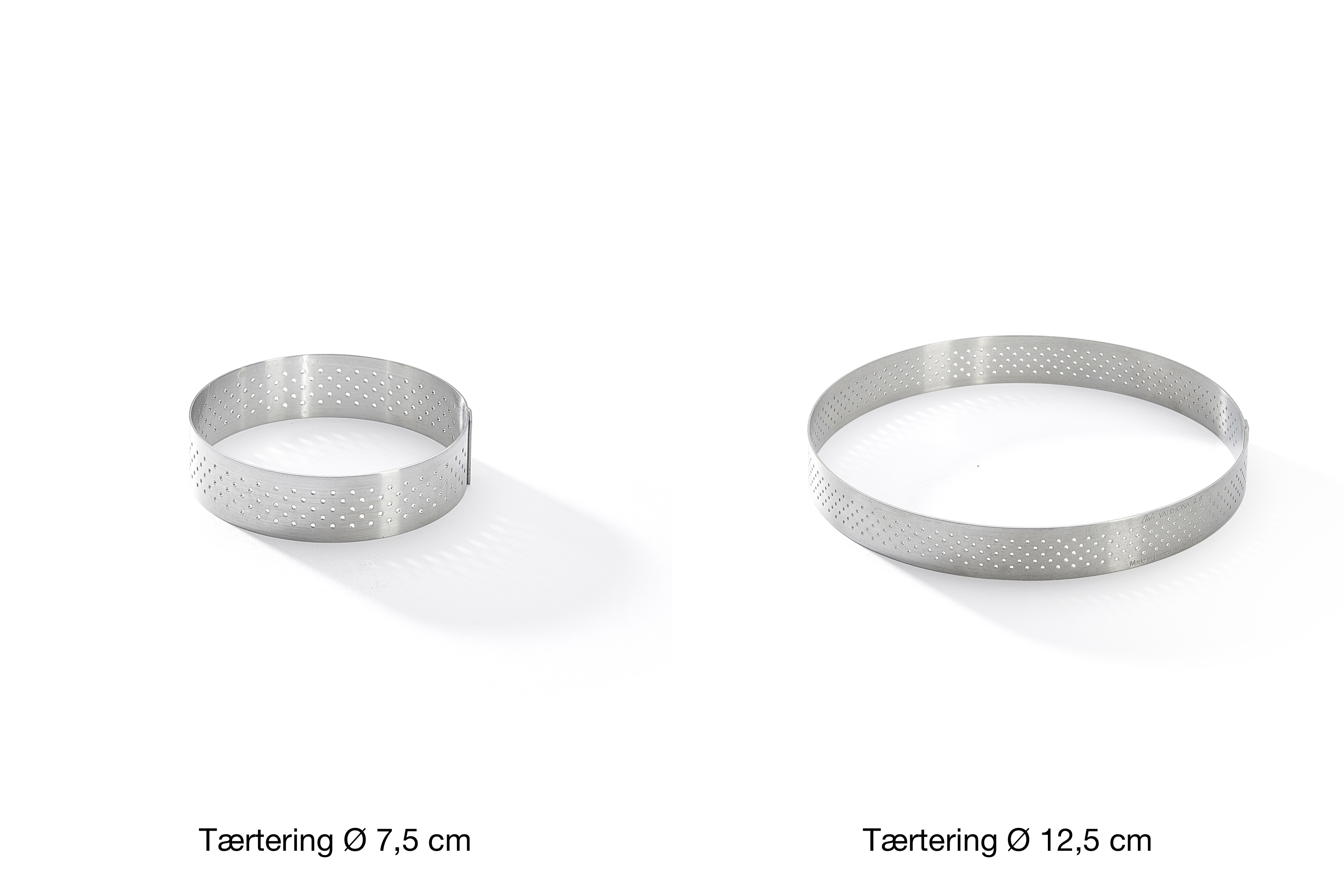 Tærtering, rund, perforeret stål, H 2 cm