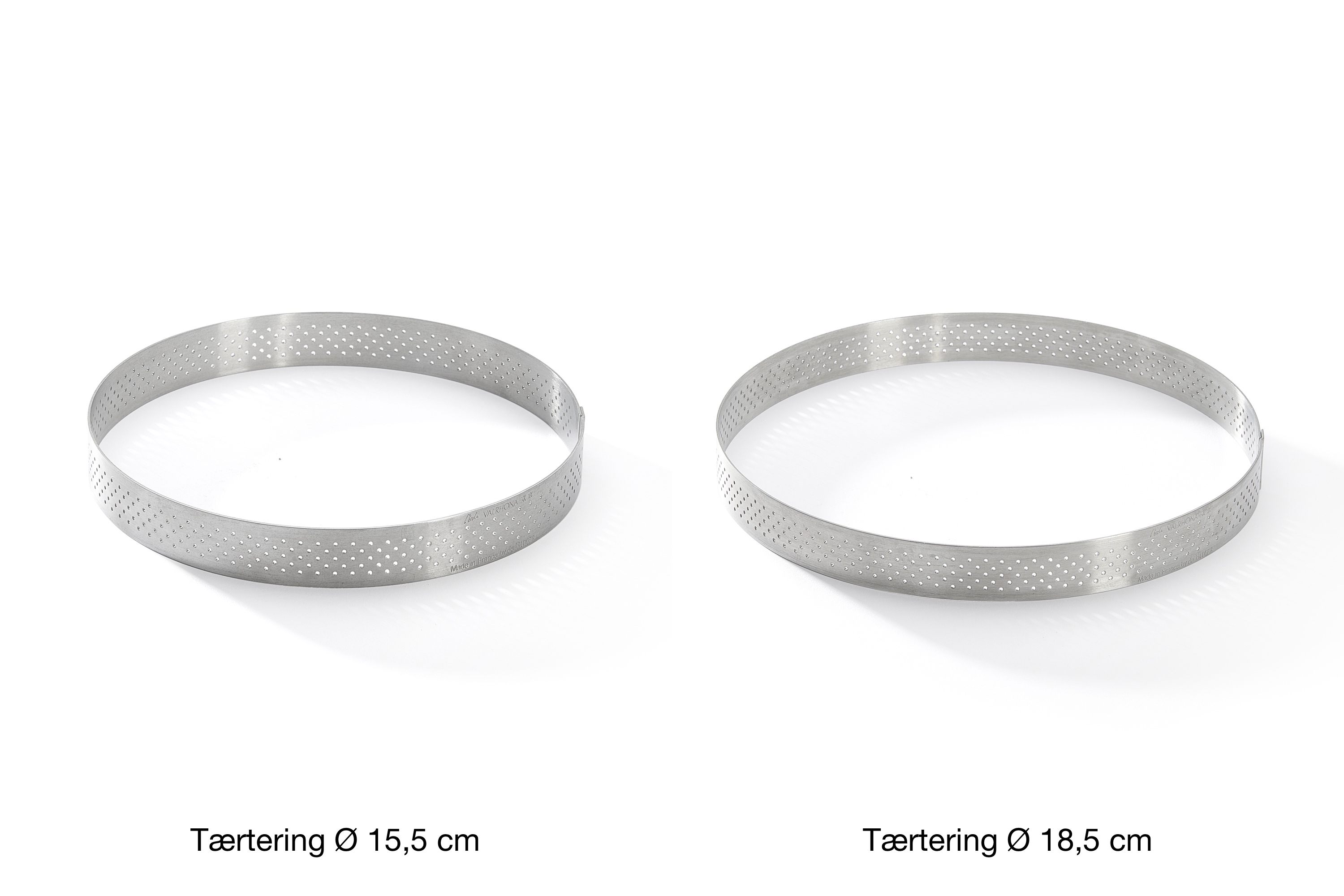 Tærtering, rund, perforeret stål, H 2 cm