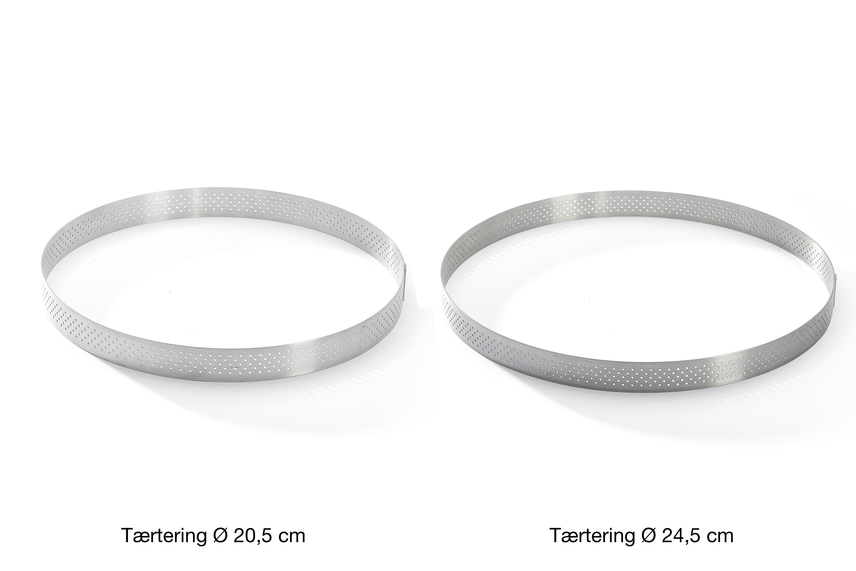 Tærtering, rund, perforeret stål, H 2 cm