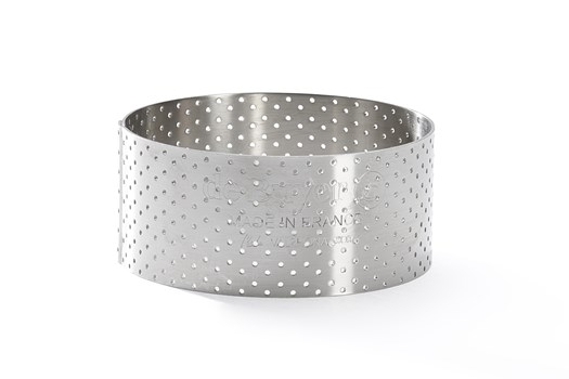 Tærtering, rund, perforeret stål, H 3,5 cm