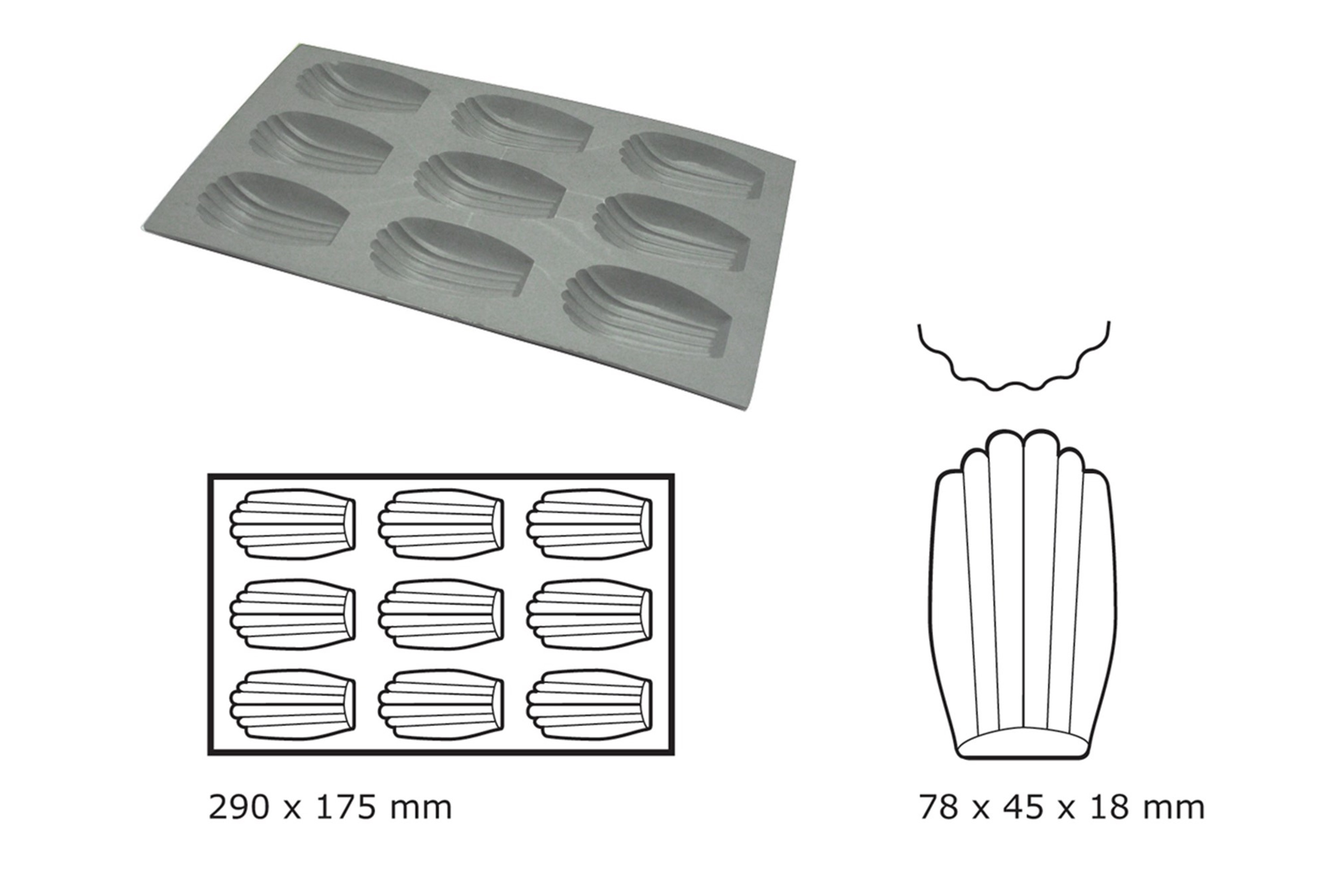 Silikoneform, madeleines
