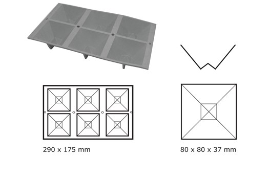 Silikoneform pyramide inverteret, 80x80 mm, Elasto