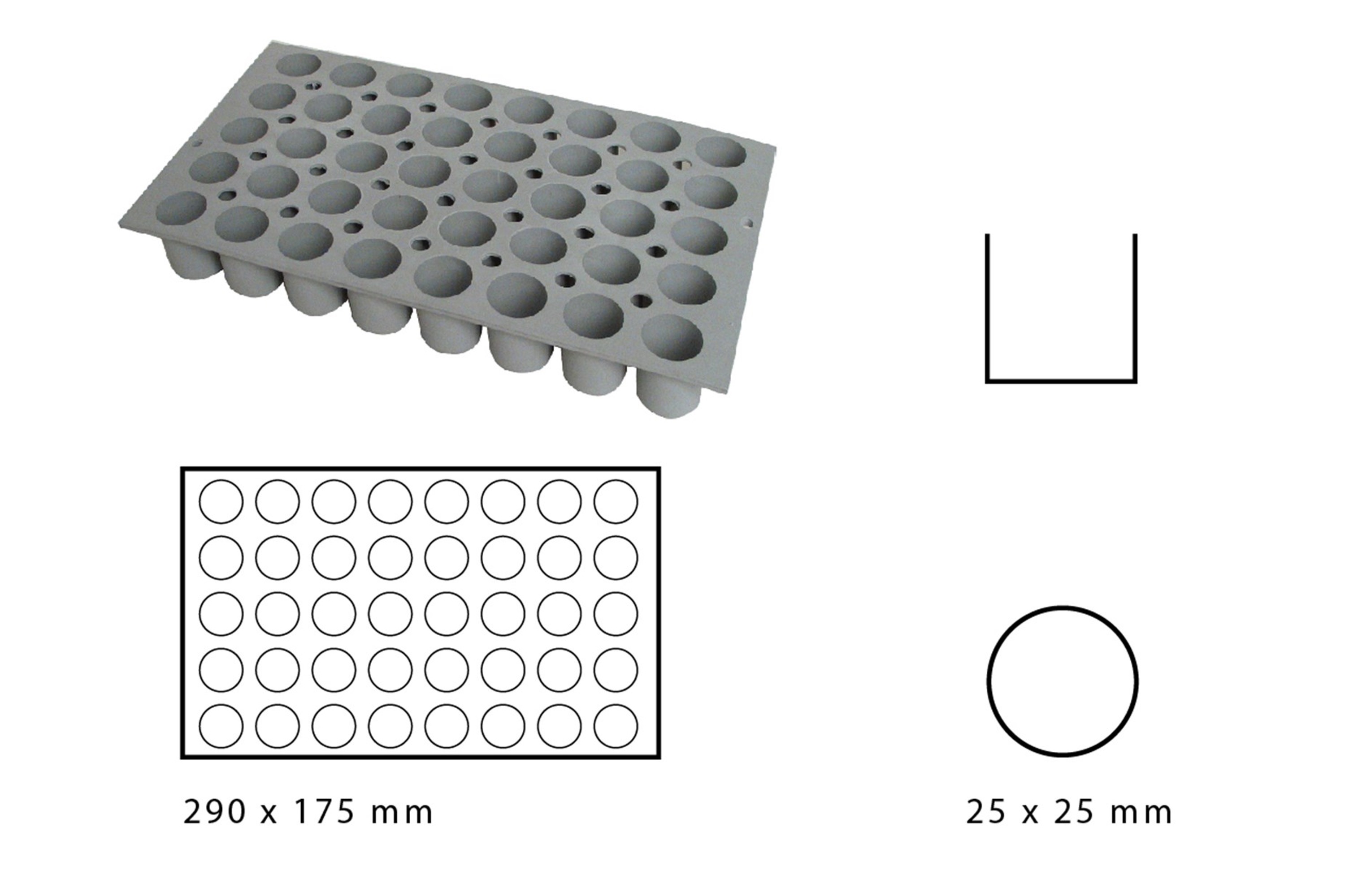 Silikoneform, mini cylinder