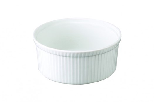 Lav souffléform, hvidt porcelæn, Ø 12 cm