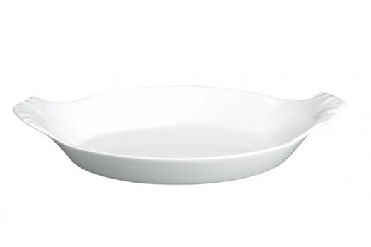 Oval æggepande, hvidt porcelæn