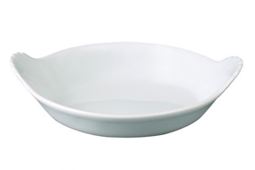 Rund æggepande, hvidt porcelæn